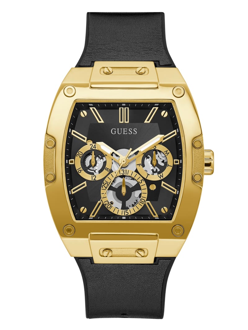 Guess Black And Gold-Tone Square Multifunction Watch - Gold Guess Black And Gold-Tone Square Multifunction Watch - Gold