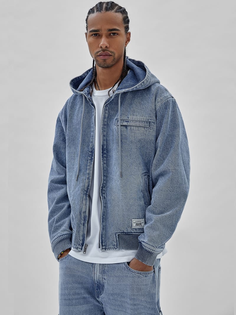 Guess GUESS Originals Denim Worker Hoodie - Go Leo Lt Wash Guess GUESS Originals Denim Worker Hoodie - Go Leo Lt Wash