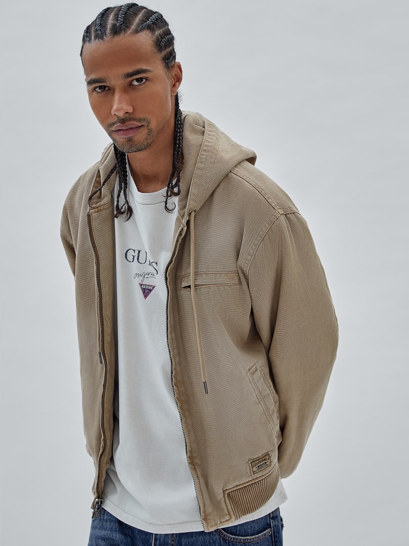 Guess GUESS Originals Canvas Worker Hoodie - Washed Brown Canvas Guess GUESS Originals Canvas Worker Hoodie - Washed Brown Canvas