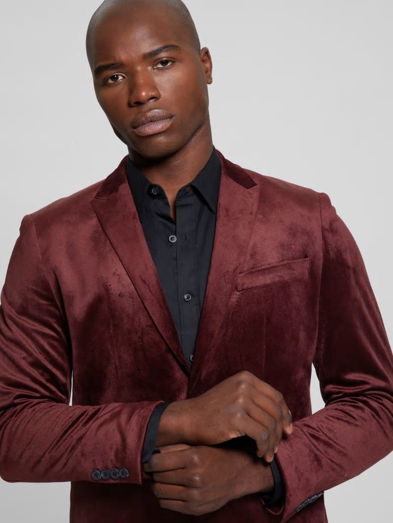 Guess Fulham Velvet Blazer - Red Noir Guess Fulham Velvet Blazer - Red Noir