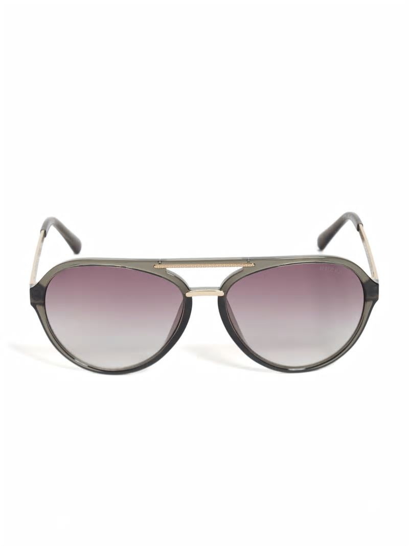 Guess Samuel Logo Aviator Sunglasses - Matte Crystal Grey Frame Guess Samuel Logo Aviator Sunglasses - Matte Crystal Grey Frame