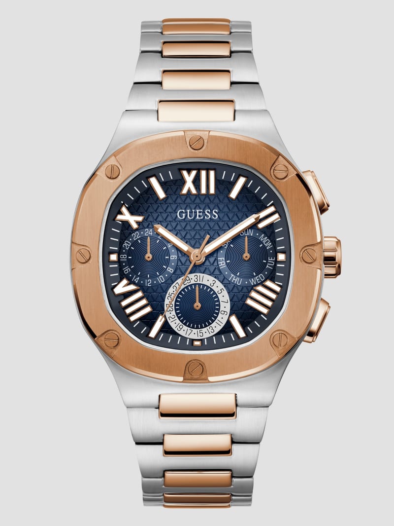 Guess Multi-Tone and Blue Multifunction Watch - Silver Guess Multi-Tone and Blue Multifunction Watch - Silver