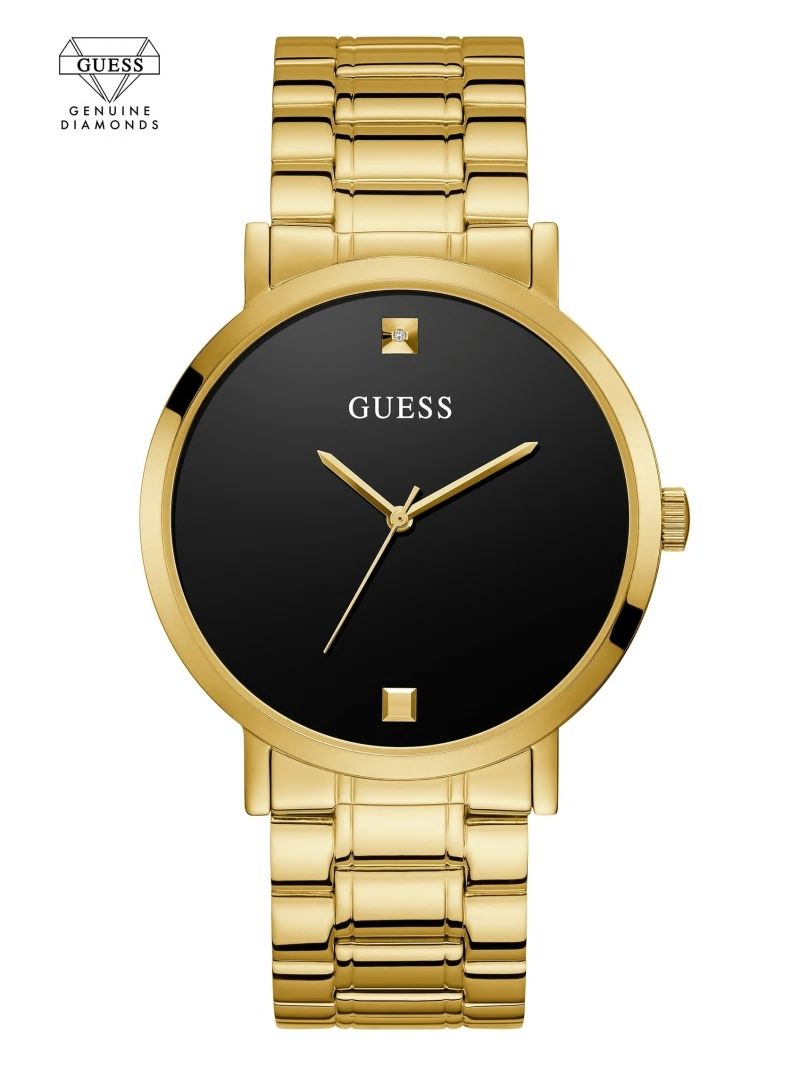 Guess Gold-Tone and Black Diamond Analog Watch - Silver/Gold Guess Gold-Tone and Black Diamond Analog Watch - Silver/Gold