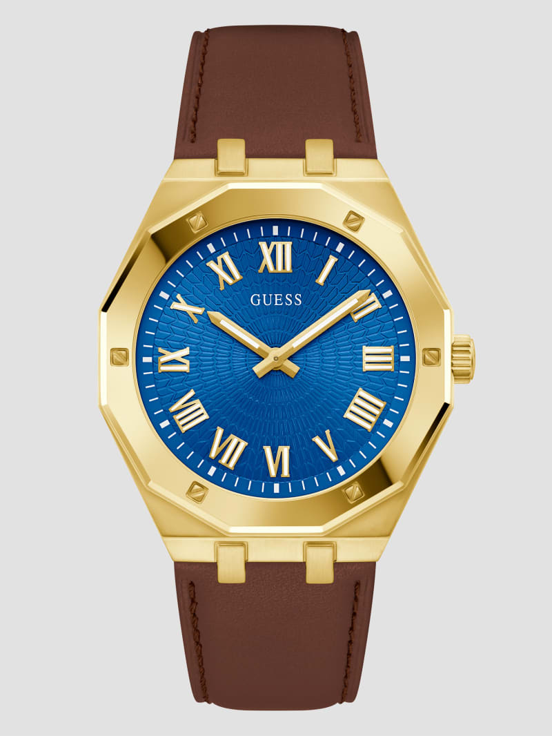 Guess Two-Tone Analog Leather Watch - Brwn Guess Two-Tone Analog Leather Watch - Brwn