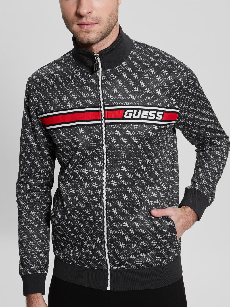 Guess Eco Korbin Track Jacket - 4g Aop Jet Black Guess Eco Korbin Track Jacket - 4g Aop Jet Black
