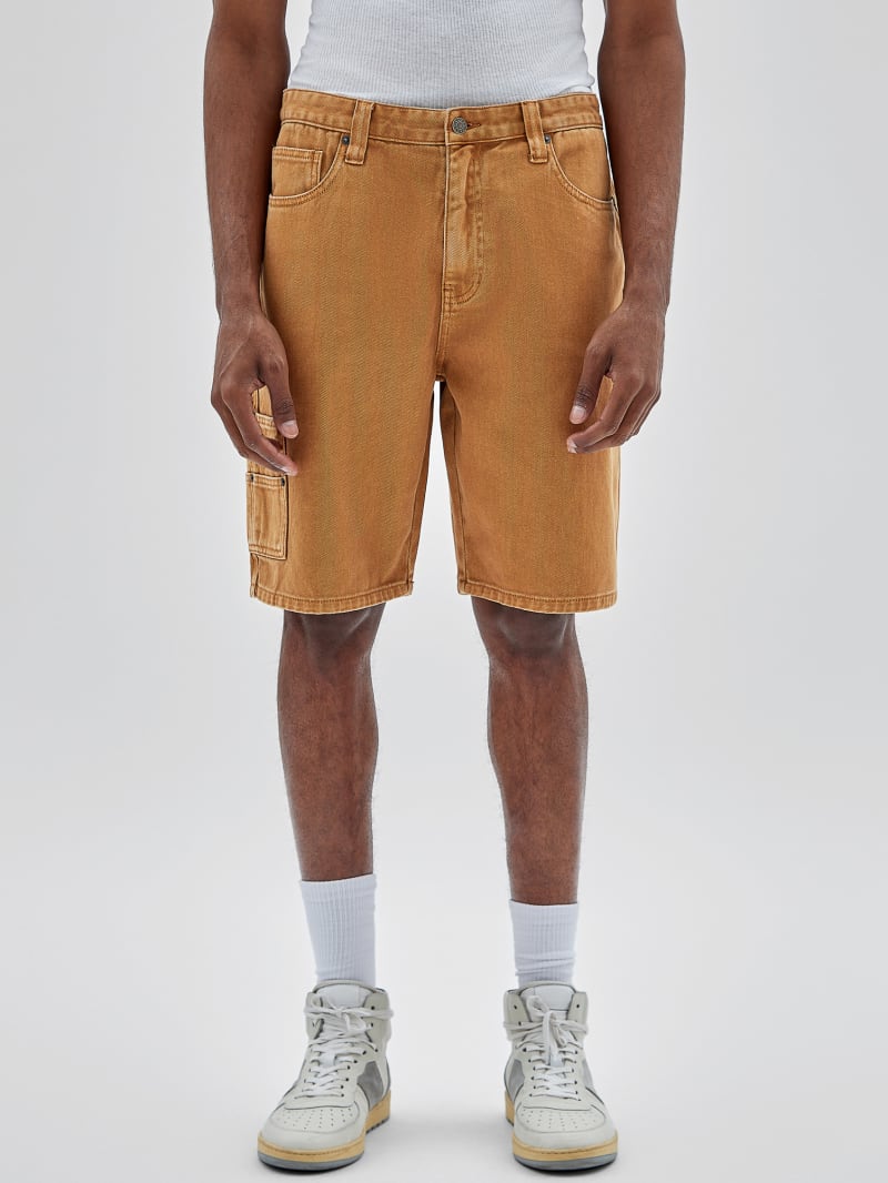 Guess GUESS Originals Aged Denim Carpenter Shorts - Go Vintage Tan Wash Guess GUESS Originals Aged Denim Carpenter Shorts - Go Vintage Tan Wash