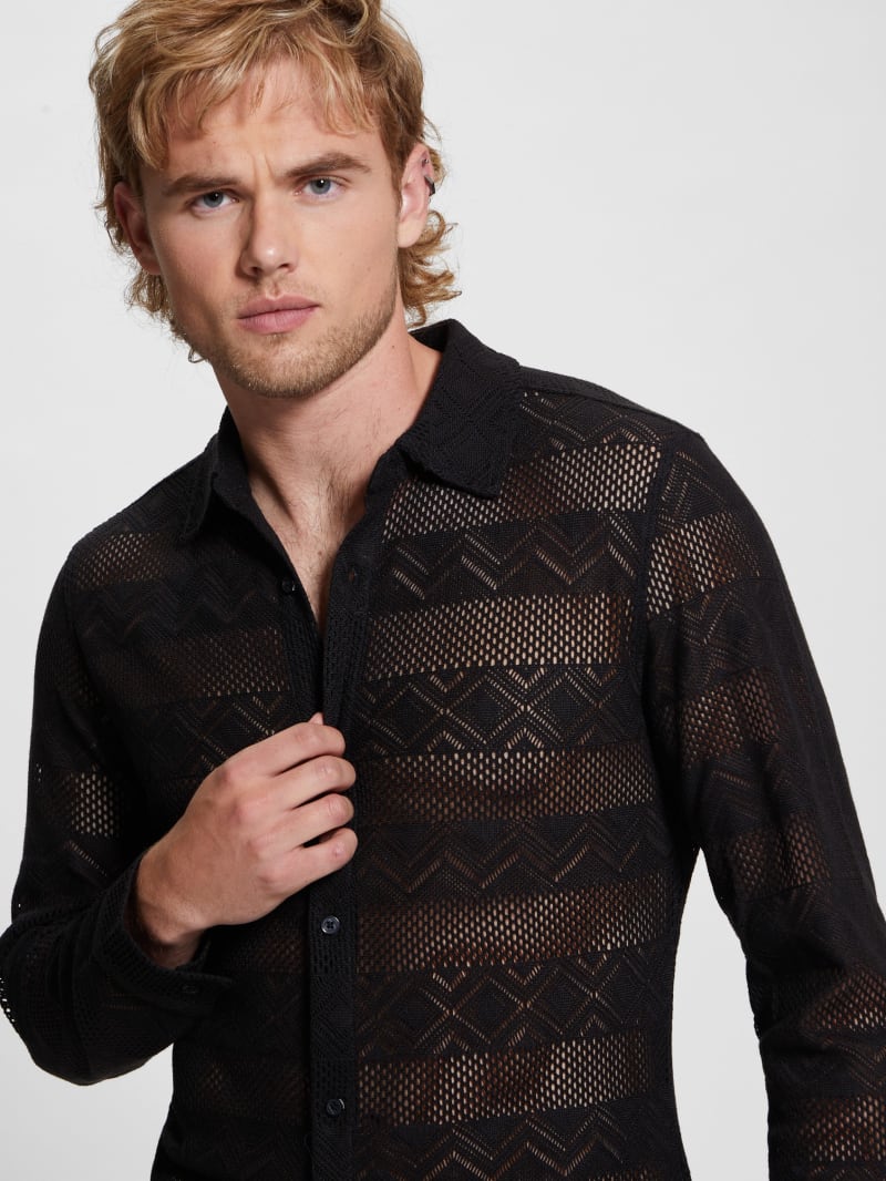 Guess Geo Crochet Shirt - Black Guess Geo Crochet Shirt - Black