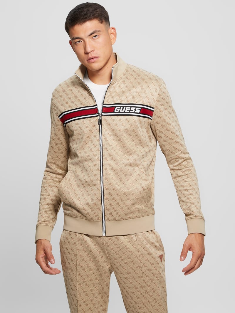 Guess Eco Korbin Track Jacket - 4g Aop Beige Blanco Guess Eco Korbin Track Jacket - 4g Aop Beige Blanco