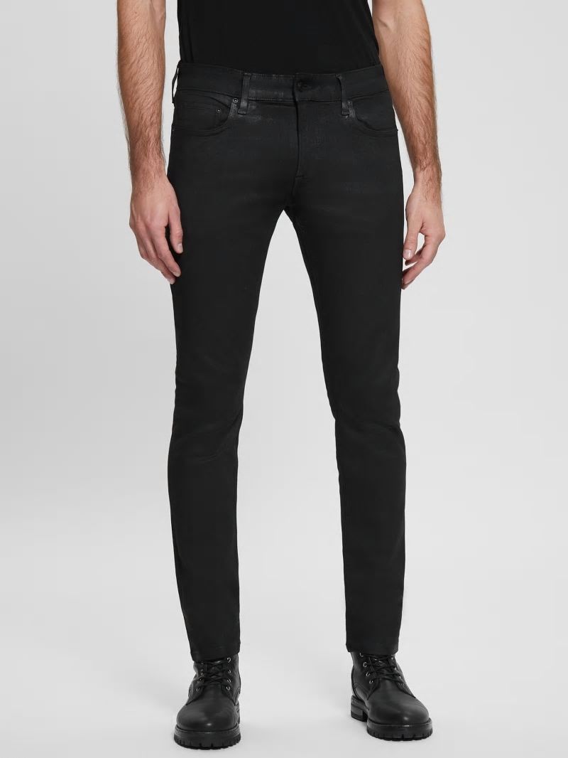 Guess Coated Skinny Jeans - Mechanical Black Wash Guess Coated Skinny Jeans - Mechanical Black Wash