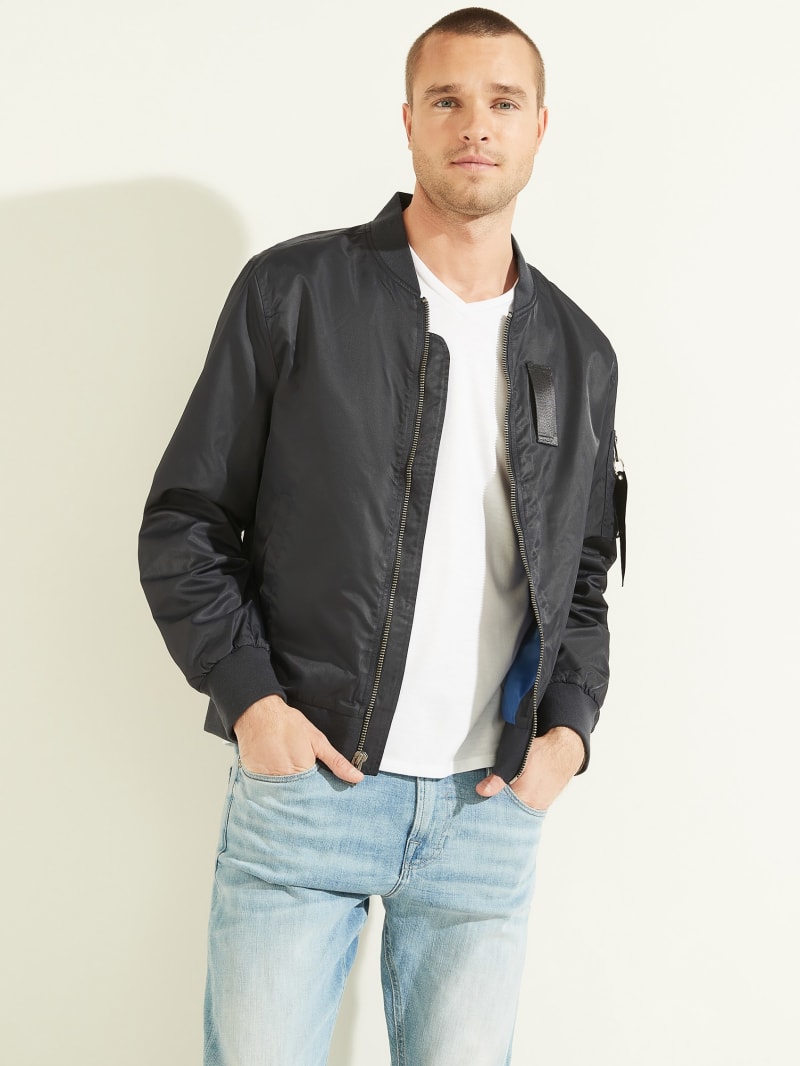 Guess Nylon Flight Jacket - Bleu éLéGant Guess Nylon Flight Jacket - Bleu éLéGant