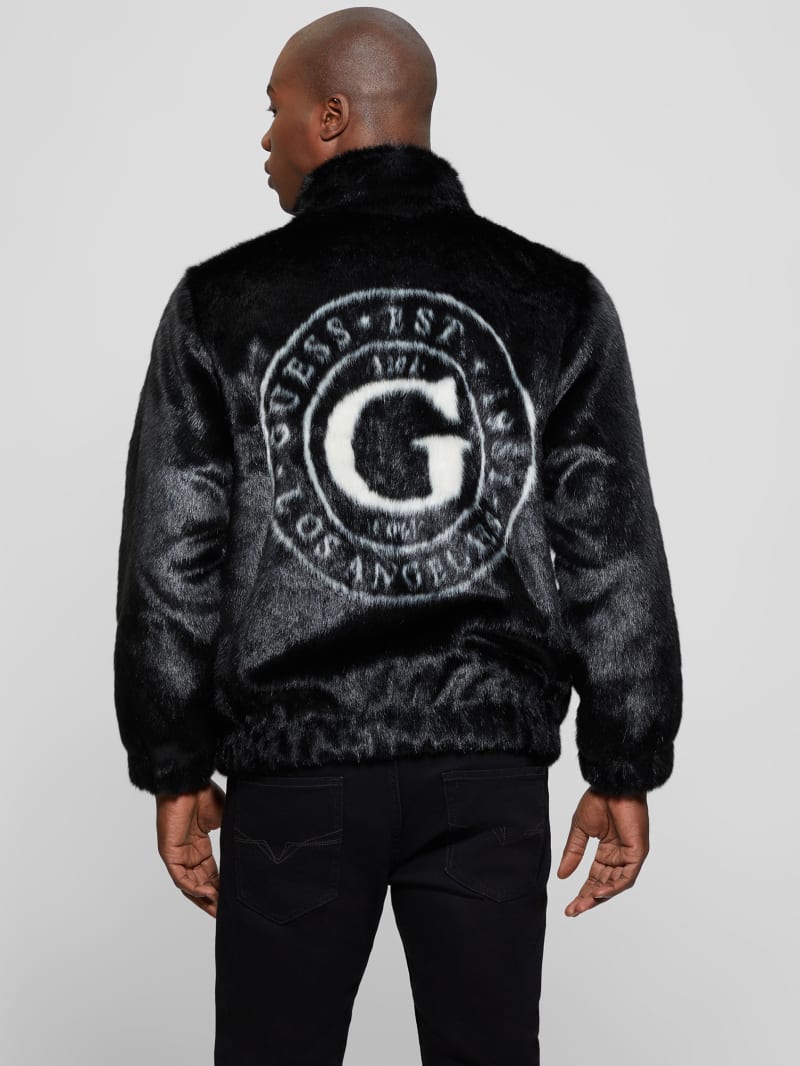 Guess Draco Faux-Fur Zip Jacket - Black Guess Draco Faux-Fur Zip Jacket - Black