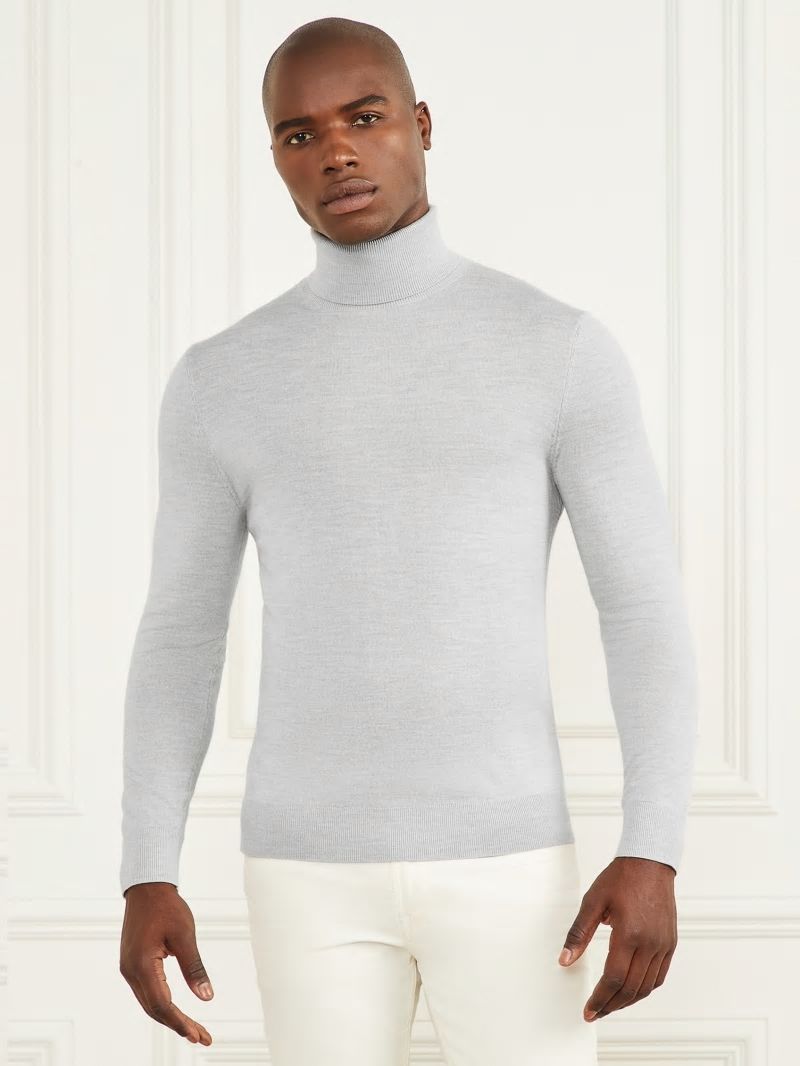 Guess Merino Wool Turtleneck Sweater - Light Stone Heather Guess Merino Wool Turtleneck Sweater - Light Stone Heather