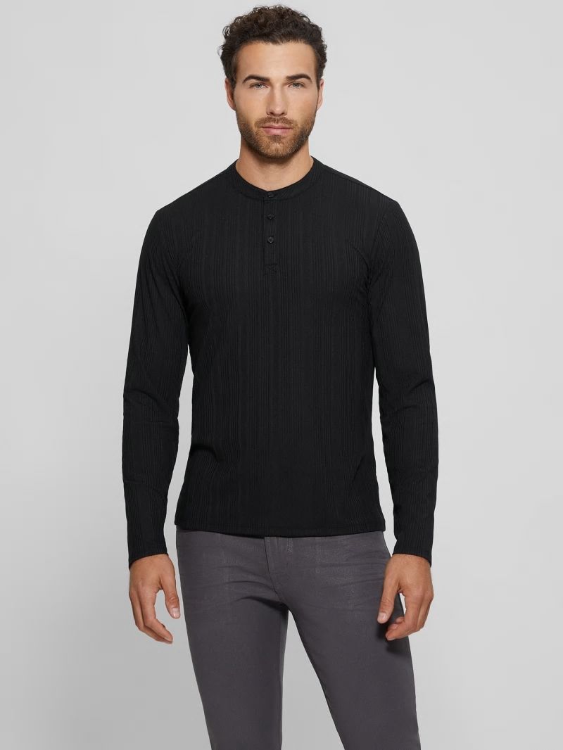 Guess Eco Brentwood Knit Henley - Black Guess Eco Brentwood Knit Henley - Black
