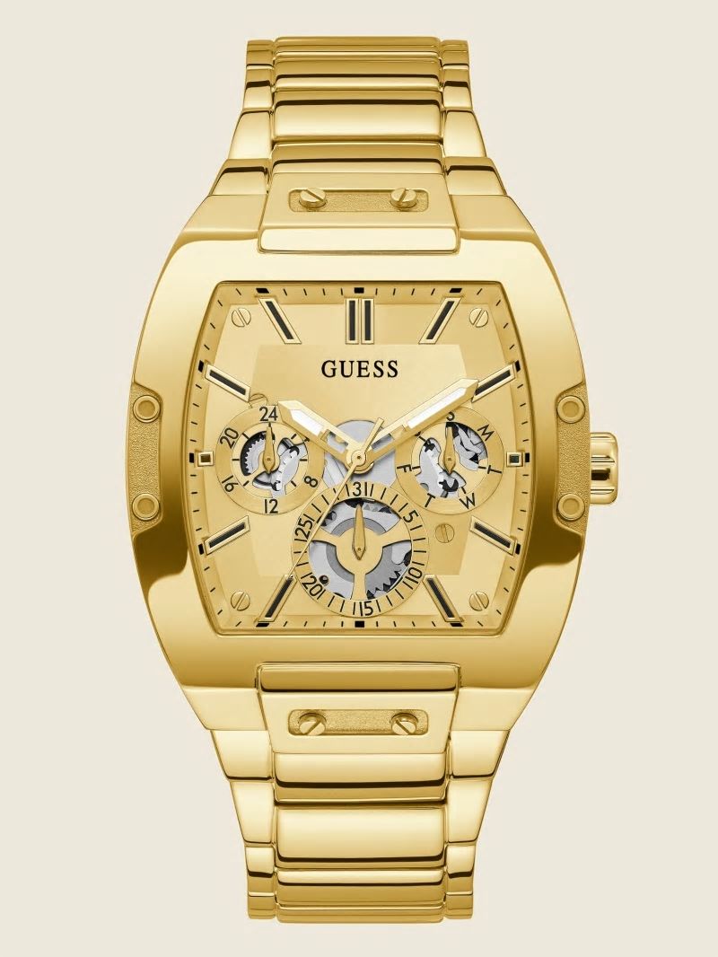 Guess Gold-Tone Exposed Dial Multifunction Watch - Gold Guess Gold-Tone Exposed Dial Multifunction Watch - Gold