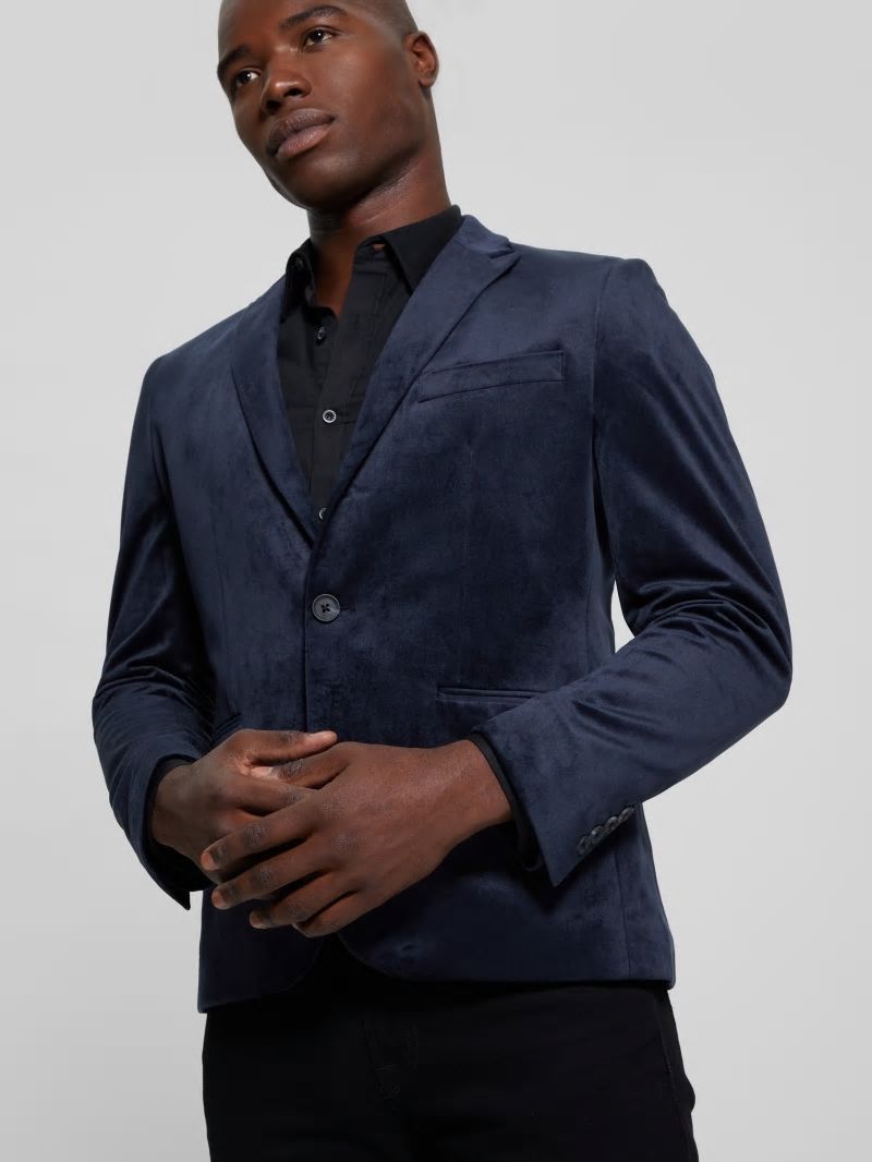 Guess Fulham Velvet Blazer - Bleu &eacute;L&eacute;Gant