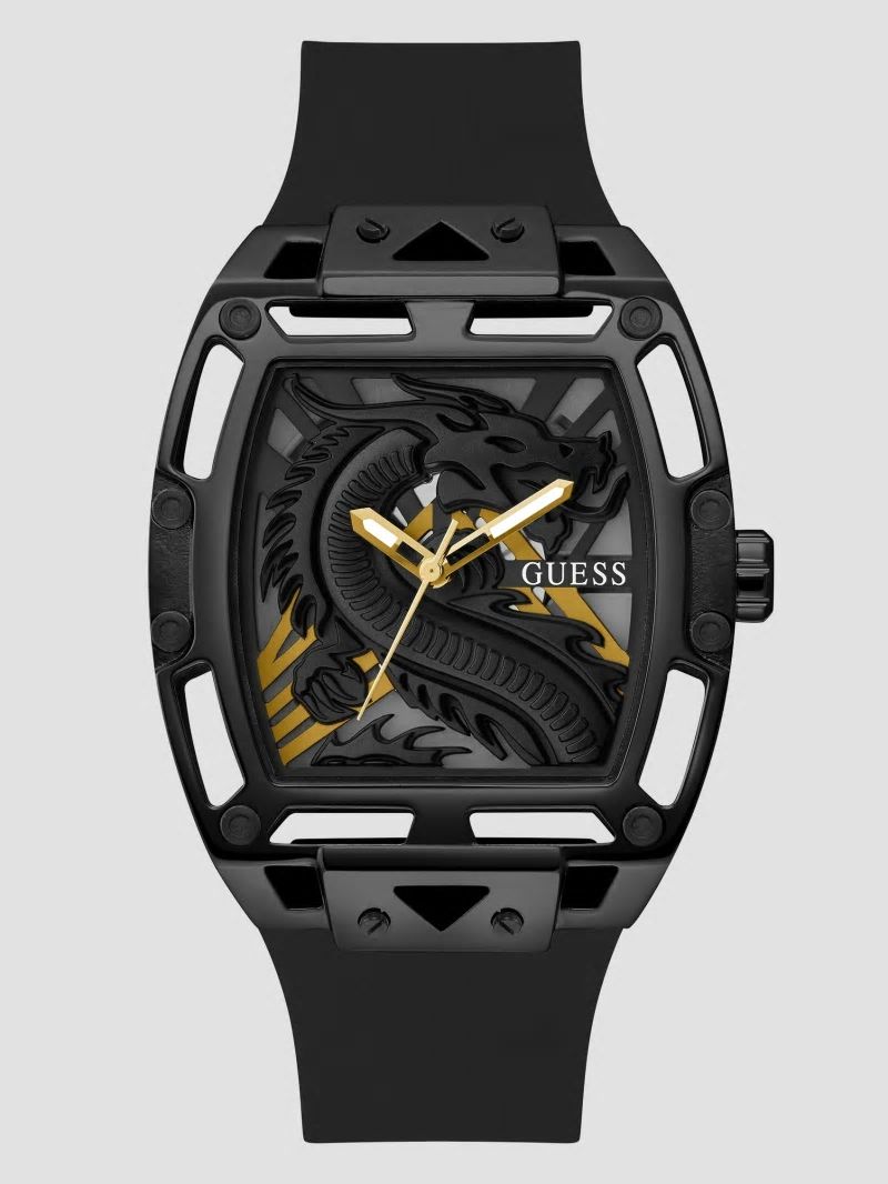Guess Black Analog Silicon Watch - Black Snakeskin Guess Black Analog Silicon Watch - Black Snakeskin