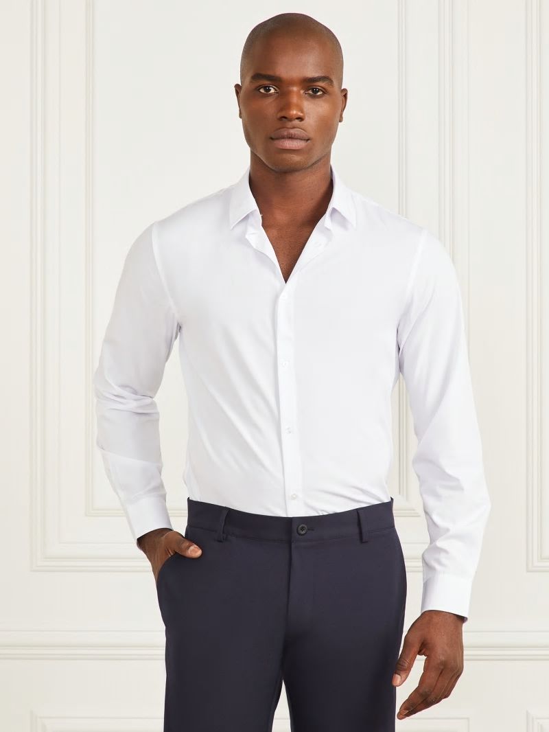 Guess Jacob Notched Cuff Shirt - Pure White Guess Jacob Notched Cuff Shirt - Pure White