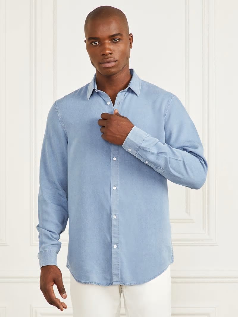 Guess Joe Notched Cuff Shirt - Light Wash. Guess Joe Notched Cuff Shirt - Light Wash.