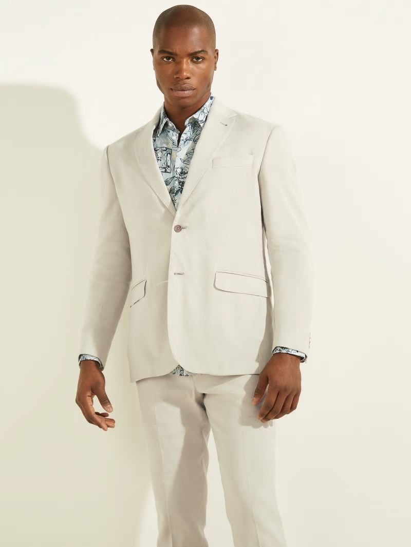 Guess Linen-Blend Single Breasted Blazer - Hazel Wood Guess Linen-Blend Single Breasted Blazer - Hazel Wood