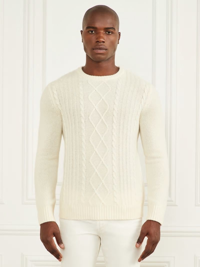 Guess Cashmere Crewneck Sweater - Creme Brulee Guess Cashmere Crewneck Sweater - Creme Brulee