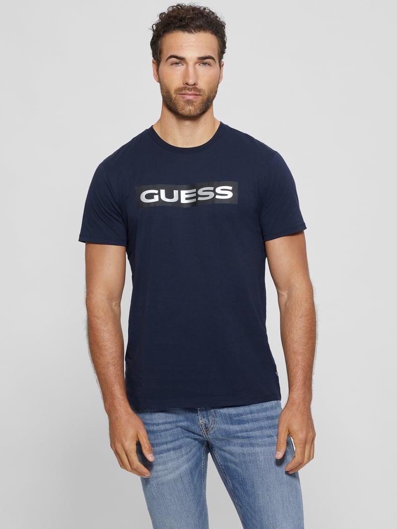 Guess Metallic Signature Tee - Bleu &eacute;L&eacute;Gant