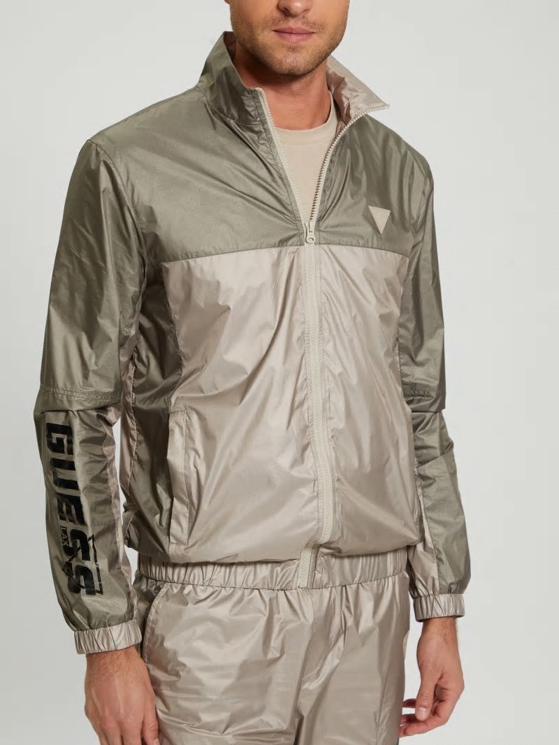 Guess Wilfred Full-Zip Track Jacket - Pasadena With Green Block Guess Wilfred Full-Zip Track Jacket - Pasadena With Green Block