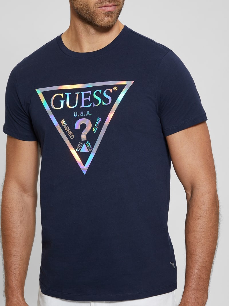 Guess Iridescent Signature Tee - Bleu &eacute;L&eacute;Gant