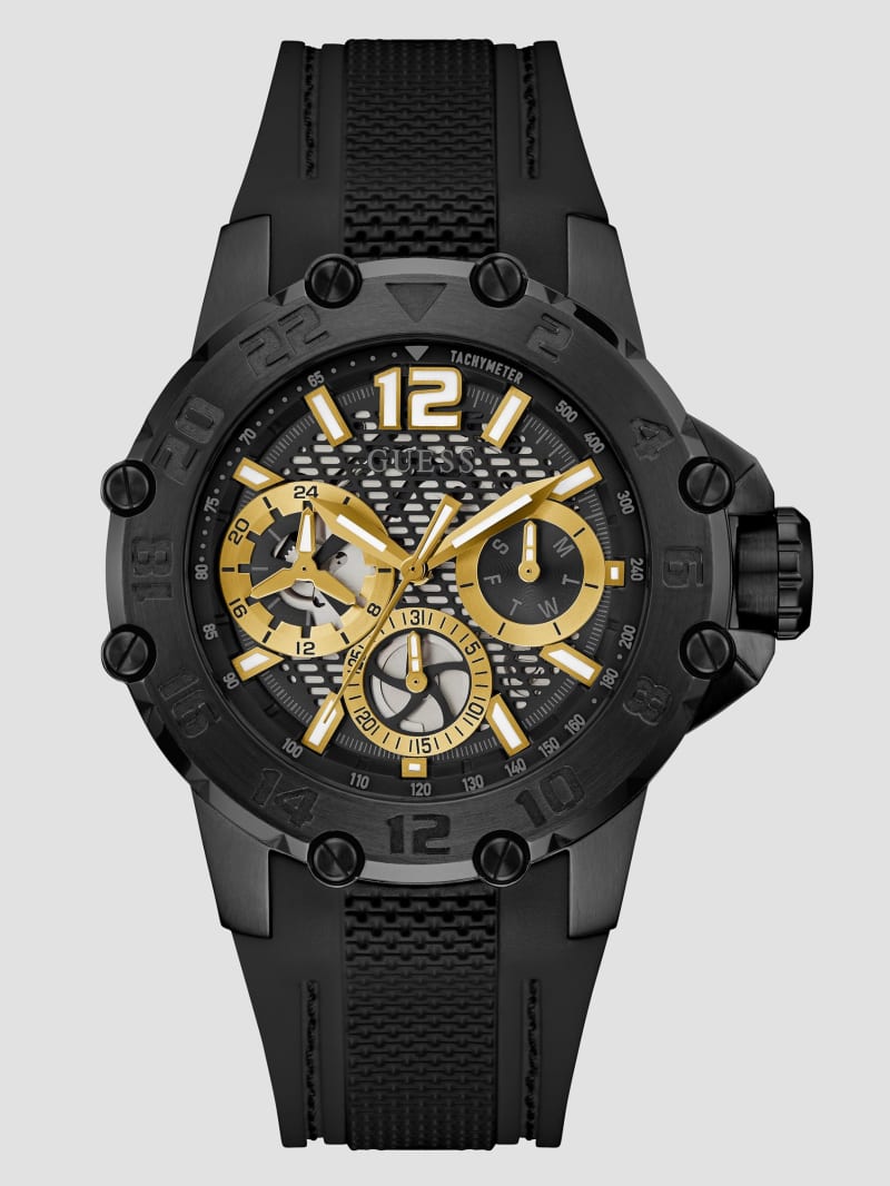 Guess Black and Gold-Tone Multifunction Sport Watch - Black Snakeskin Guess Black and Gold-Tone Multifunction Sport Watch - Black Snakeskin