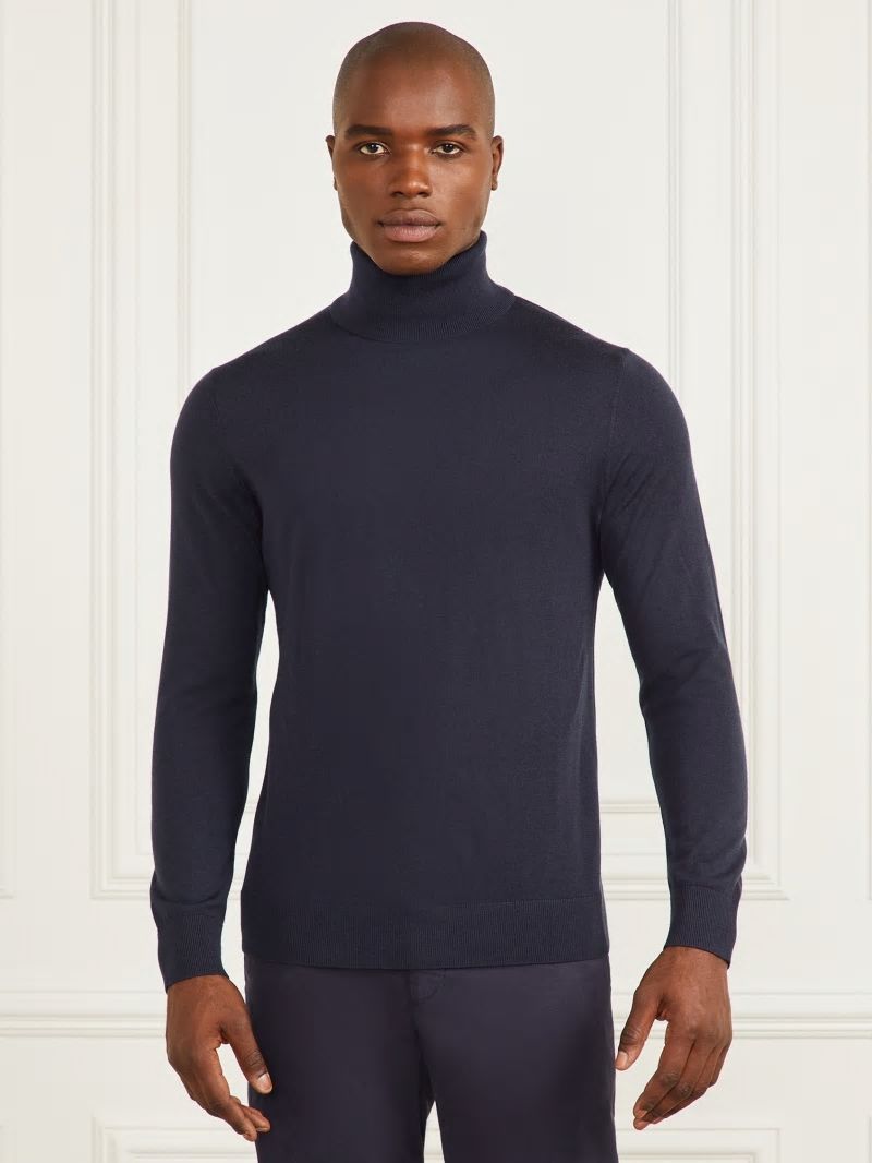 Guess Merino Wool Turtleneck Sweater - Bleu éLéGant Guess Merino Wool Turtleneck Sweater - Bleu éLéGant