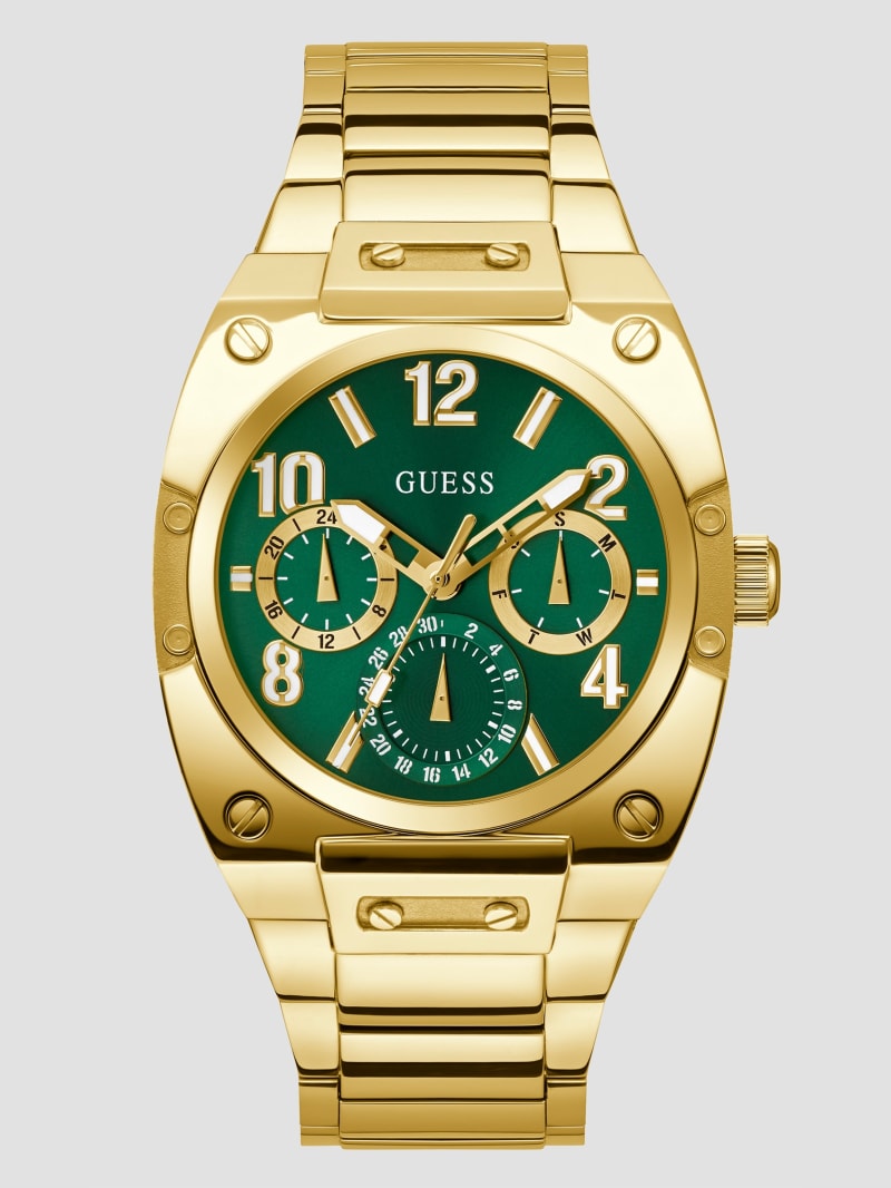 Guess Gold-Tone and Green Multifunction Watch - Gold Guess Gold-Tone and Green Multifunction Watch - Gold