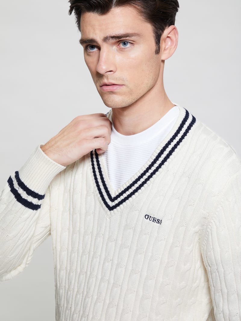 Guess Eco Briscoe Embroidered Sweater - Salt White Guess Eco Briscoe Embroidered Sweater - Salt White