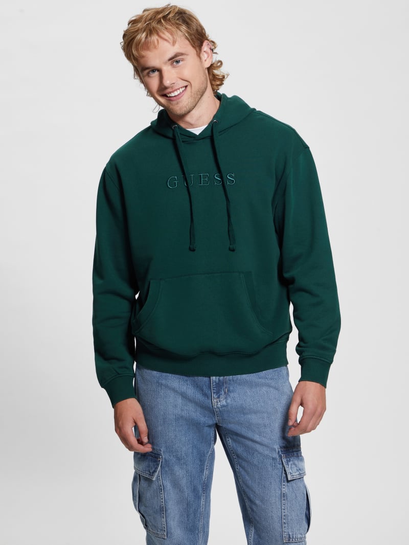 Guess Finch Terry Logo Hoodie - Dark Jade Multi Guess Finch Terry Logo Hoodie - Dark Jade Multi