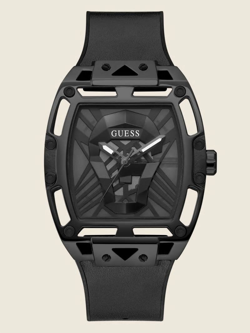 Guess Black Analog Cutout Watch - Black Snakeskin Guess Black Analog Cutout Watch - Black Snakeskin