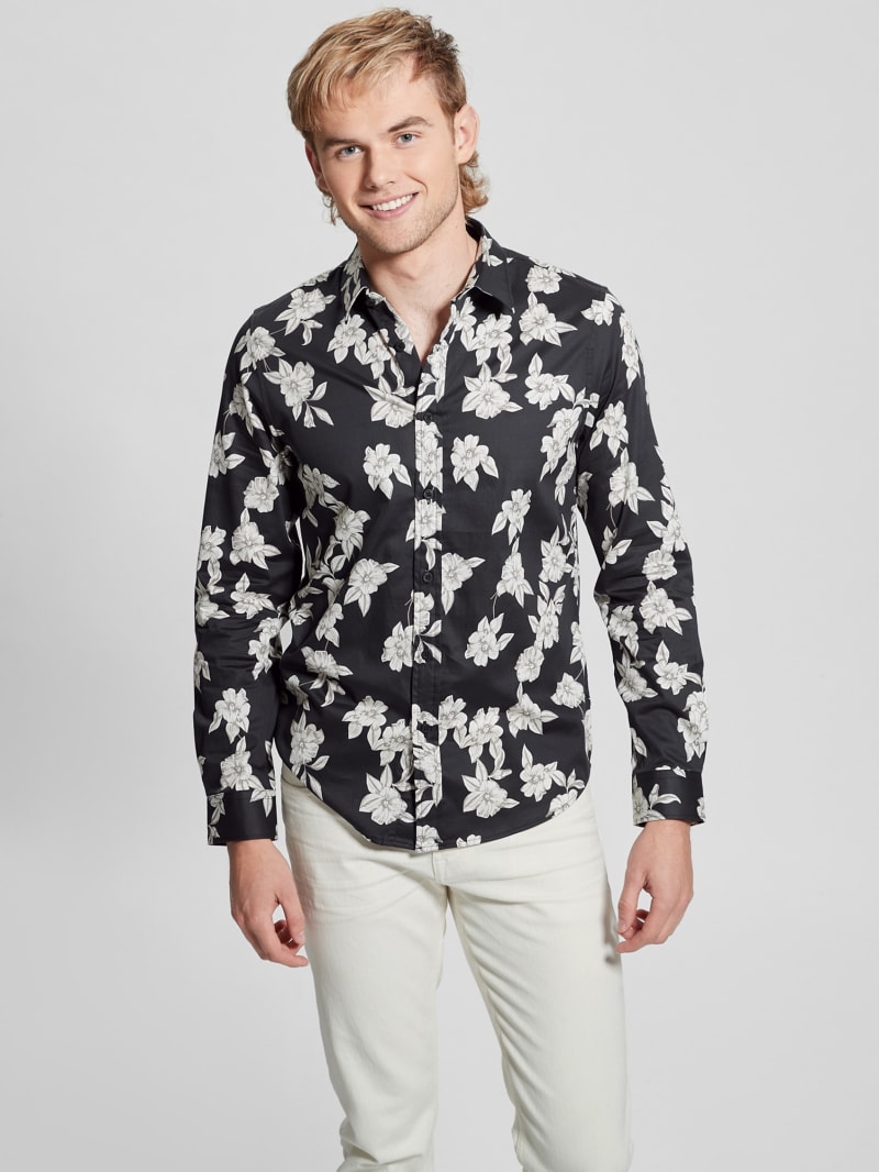 Guess Luxe Magnolia Shirt - Falling Magnolia Black Guess Luxe Magnolia Shirt - Falling Magnolia Black