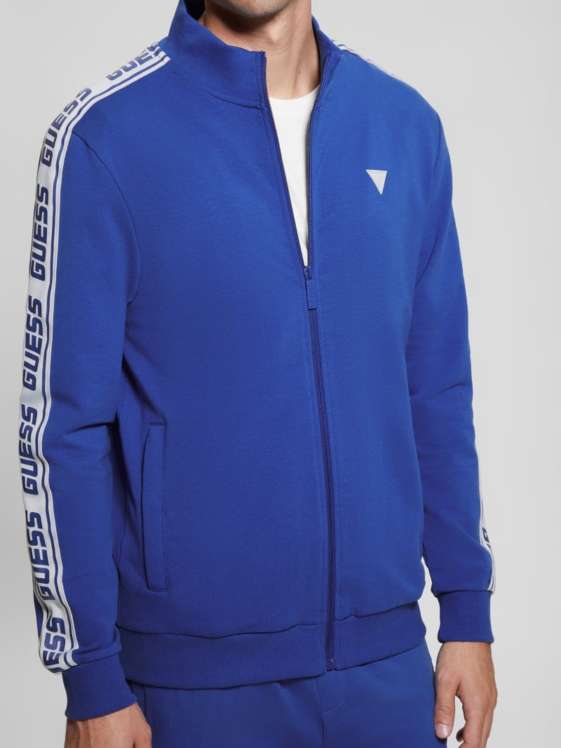 Guess Eco Arlo Logo Tape Zip Sweatshirt - Blue Maya Guess Eco Arlo Logo Tape Zip Sweatshirt - Blue Maya