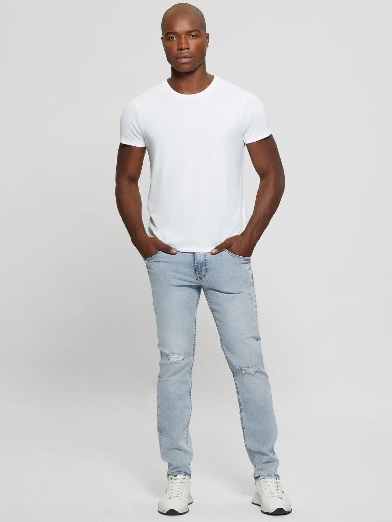 Guess Distressed Low-Rise Slim Straight Jeans - Light Sail Guess Distressed Low-Rise Slim Straight Jeans - Light Sail
