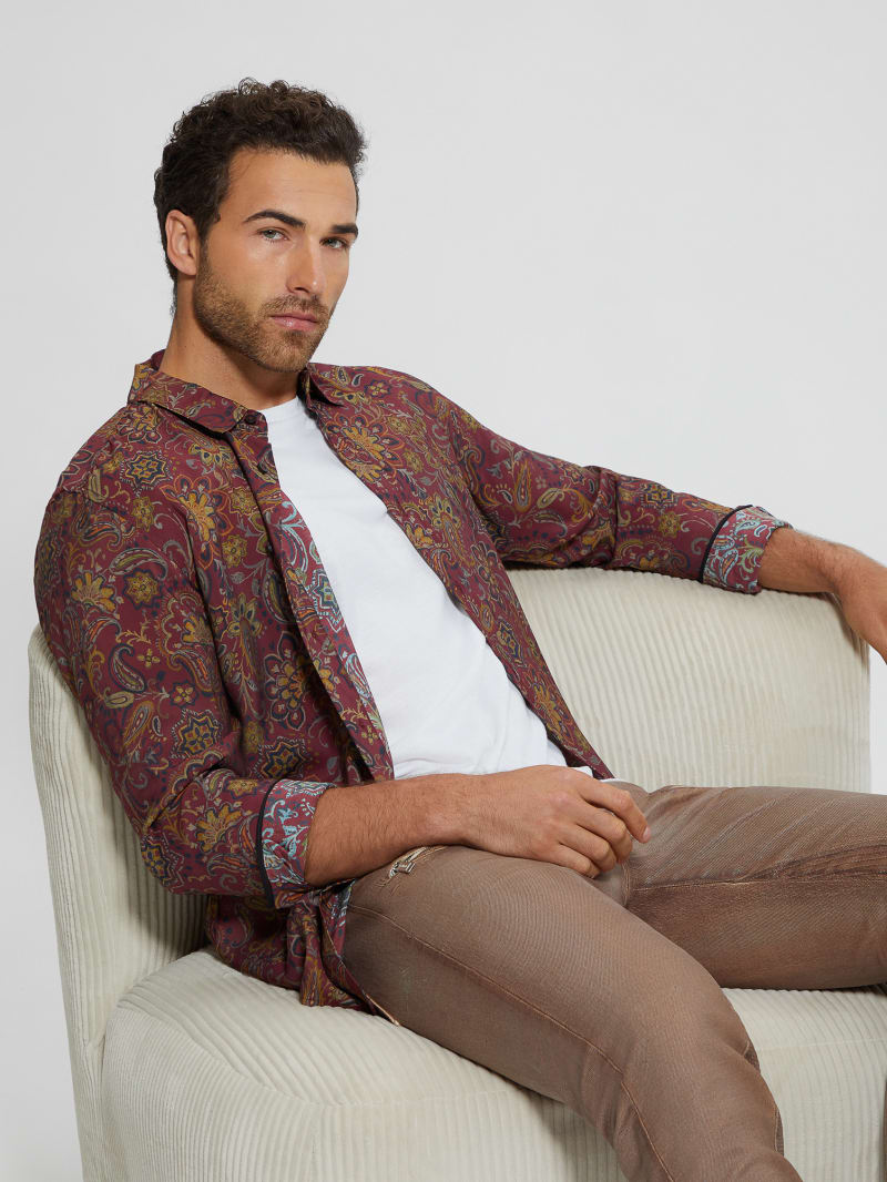 Guess Eco Sandwash Jacobean Shirt - Ikat Jacobean Truffle Guess Eco Sandwash Jacobean Shirt - Ikat Jacobean Truffle