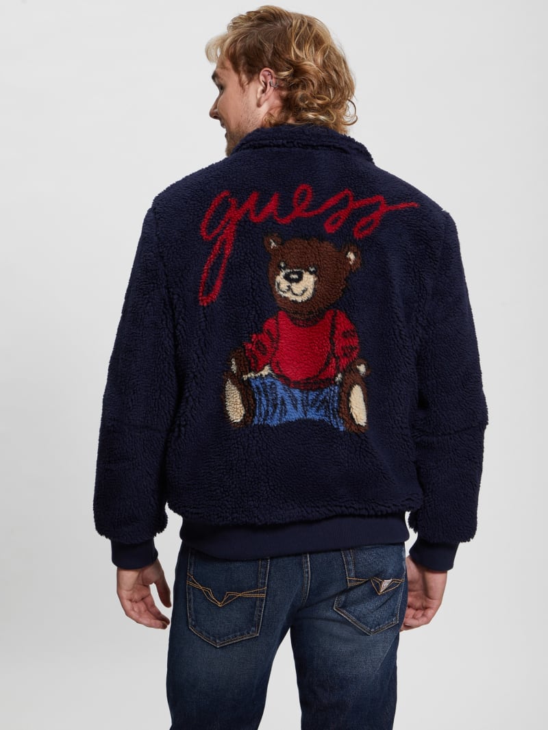 Guess Bear Sherpa Jacket - Bleu &eacute;L&eacute;Gant