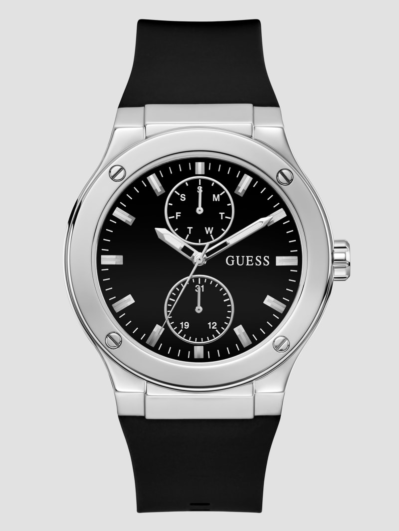 Guess Two-Tone Multifunction Silicon Watch - Black Guess Two-Tone Multifunction Silicon Watch - Black