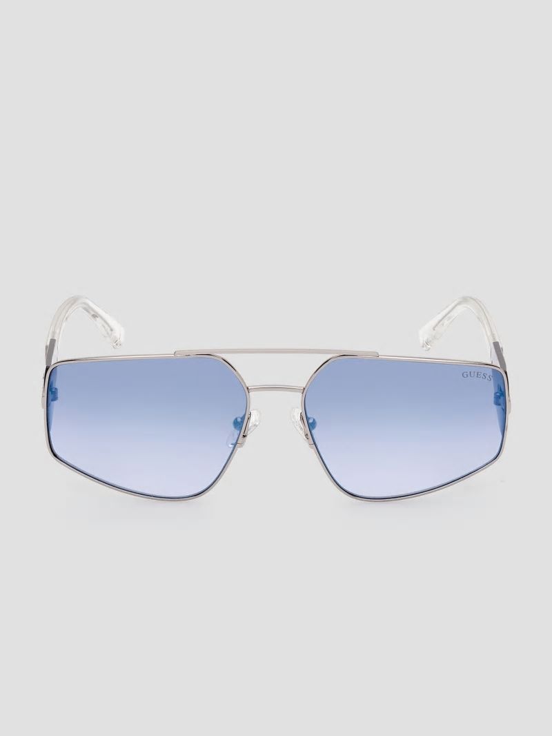 Guess Crystal Side Navigator Sunglasses - Silver Guess Crystal Side Navigator Sunglasses - Silver