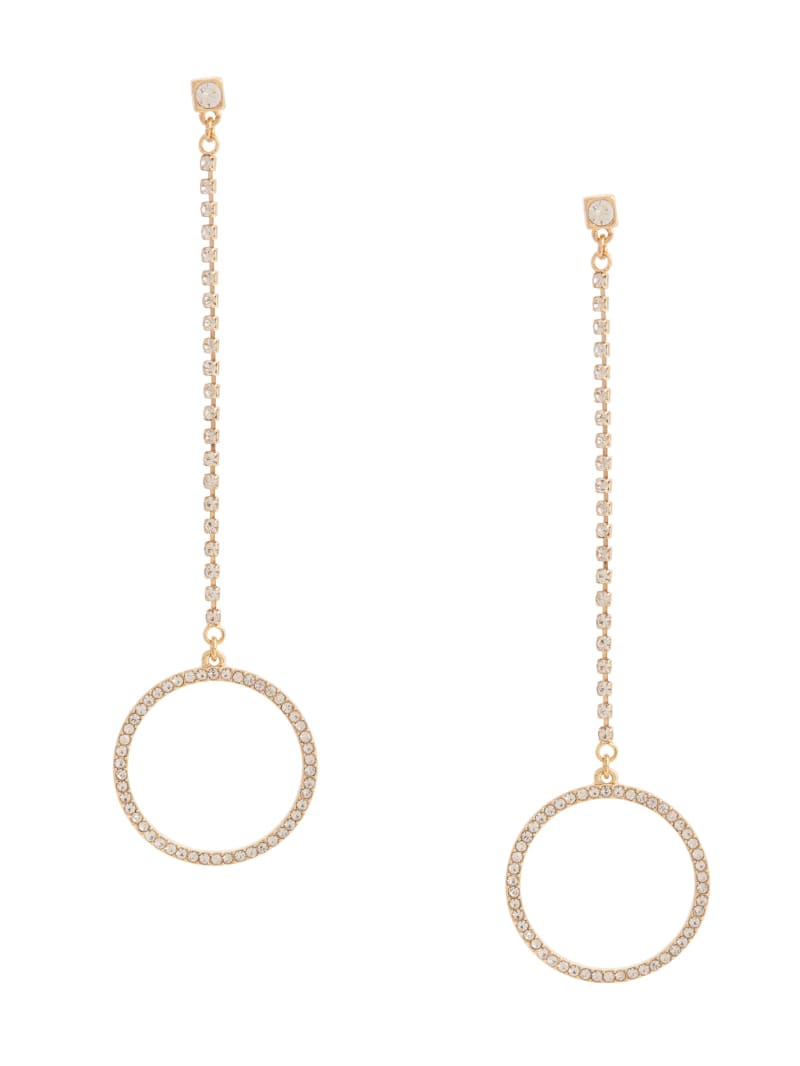 Guess Rhinestone Pave Circle Linear Earrings - Gold Guess Rhinestone Pave Circle Linear Earrings - Gold