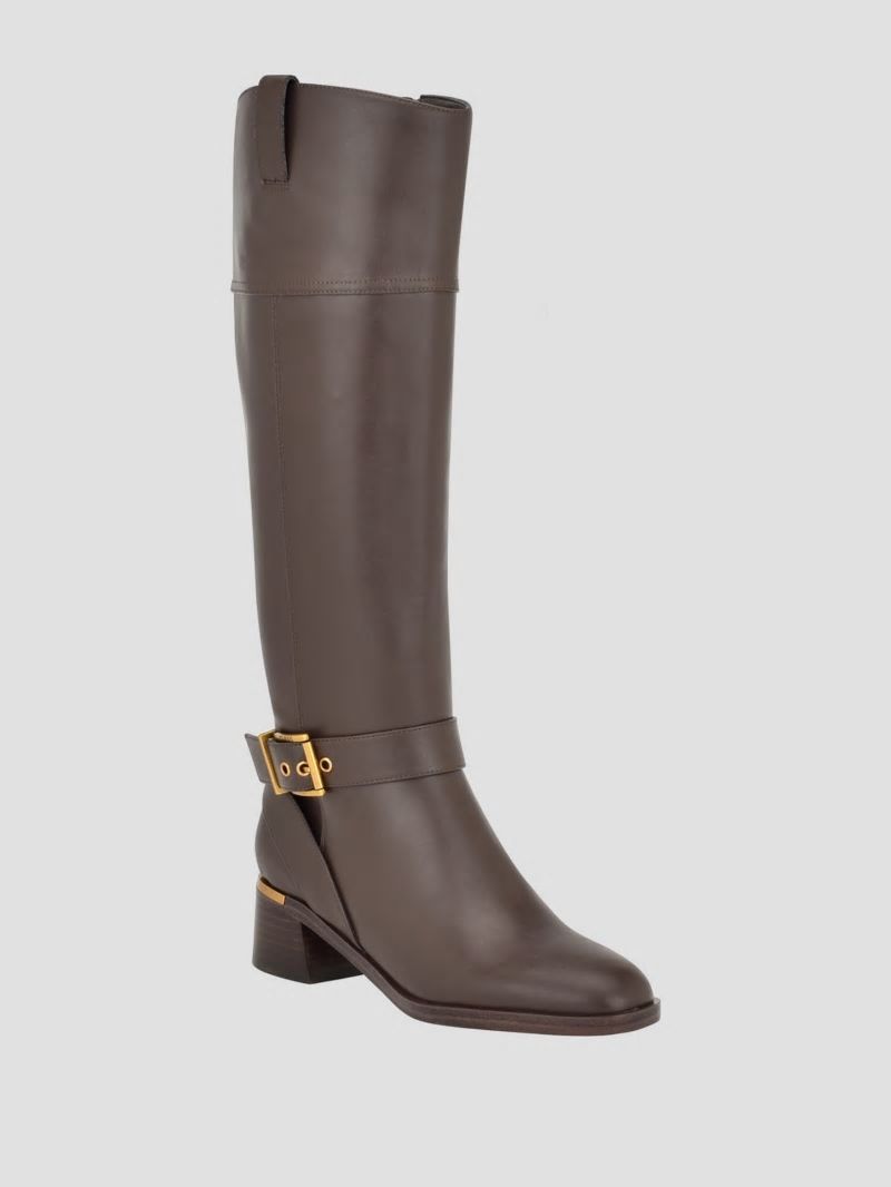 Guess Eveda Buckle Riding Boots - Dark Brown Guess Eveda Buckle Riding Boots - Dark Brown