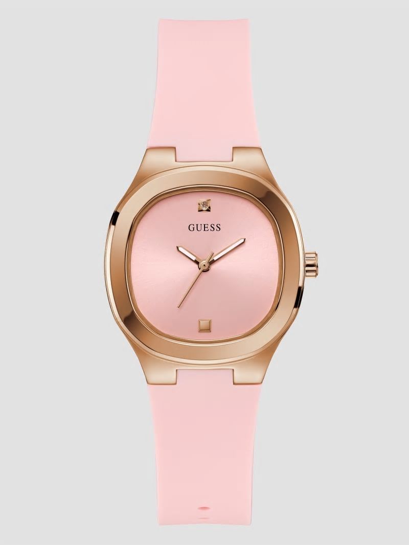 Guess Pink Analog Silicon Watch - Silver Guess Pink Analog Silicon Watch - Silver