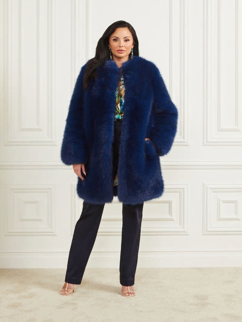 Guess Amelie Faux-Fur Coat - Still Night Multi Guess Amelie Faux-Fur Coat - Still Night Multi
