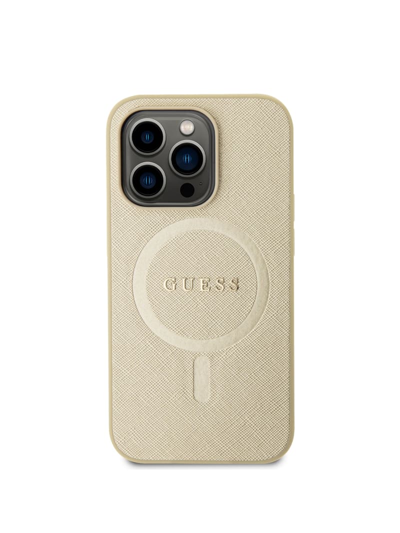 Guess Saffiano MagSafe iPhone 14 Pro Case - Beige Overflow Guess Saffiano MagSafe iPhone 14 Pro Case - Beige Overflow