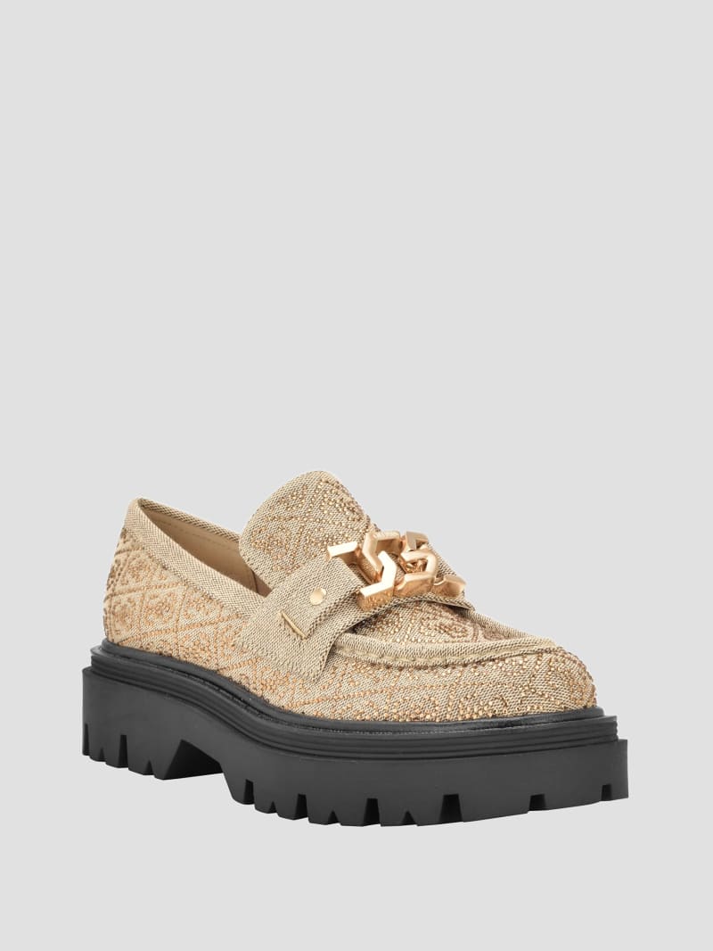 Guess Keatee Lug-Sole Loafers - Medium Brown Guess Keatee Lug-Sole Loafers - Medium Brown