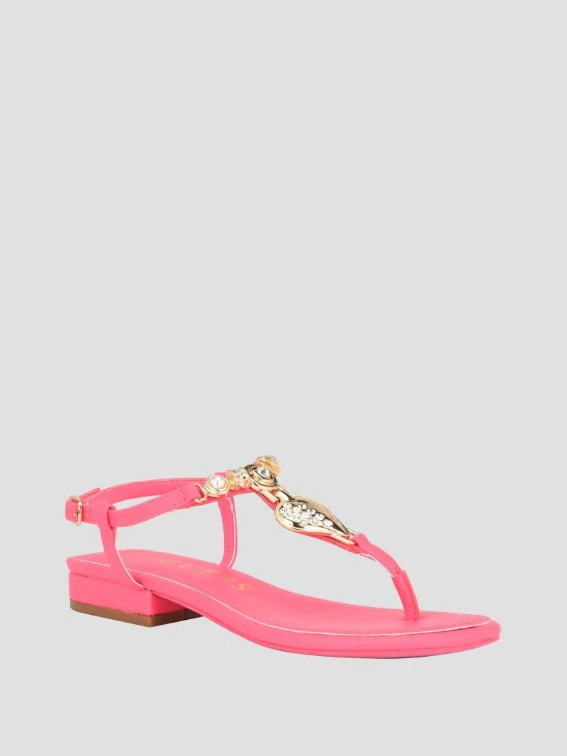 Guess Jiarella T-Strap Signature Sandal - Medium Pink Guess Jiarella T-Strap Signature Sandal - Medium Pink