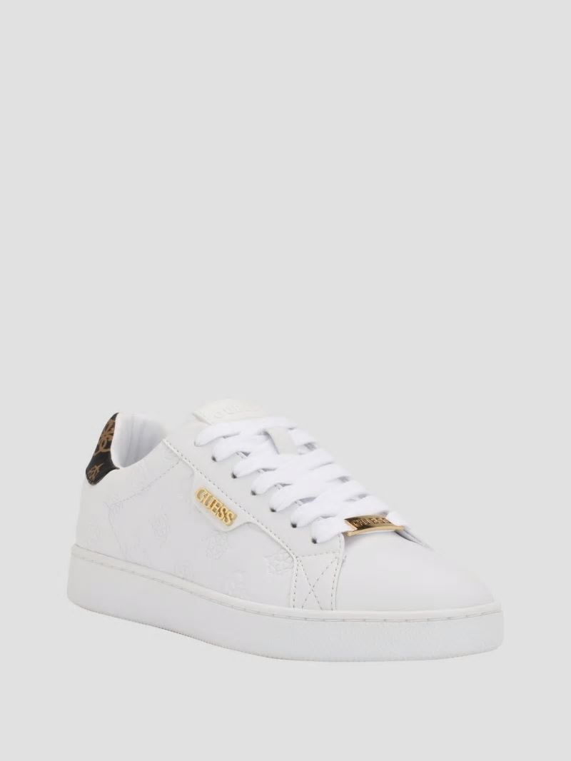 Guess Renzy Debossed Logo Low-Top Sneakers - White Graffiti Guess Renzy Debossed Logo Low-Top Sneakers - White Graffiti