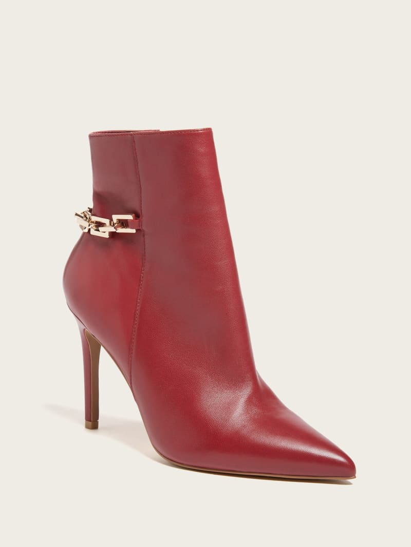 Guess Bale Leather Bootie - Medium Red Guess Bale Leather Bootie - Medium Red