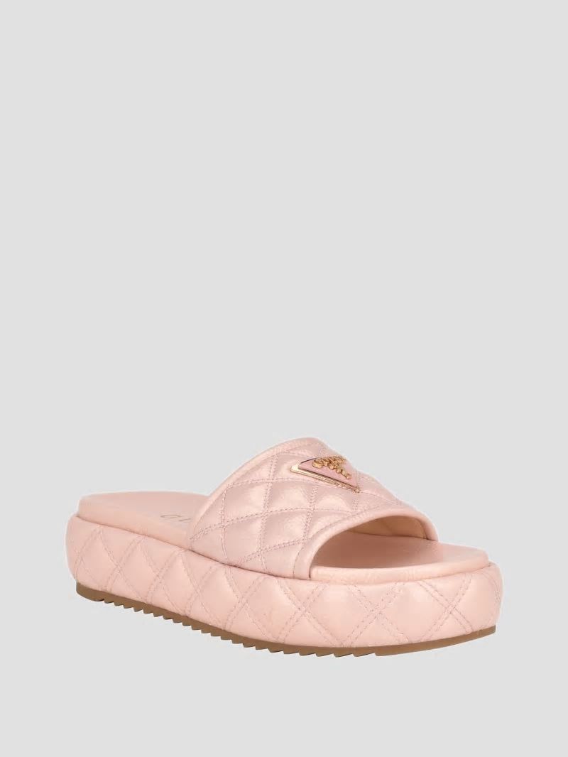 Guess Longo Quilted Flatform Slides - Light Pink 680 Guess Longo Quilted Flatform Slides - Light Pink 680
